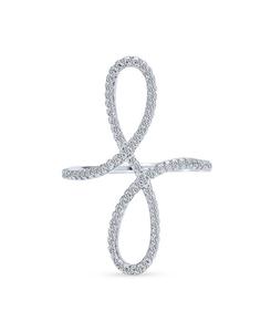 Простое крупное кольцо с бриллиантами из кубического циркония, элегантное, на весь палец, с подвеской в виде символа бесконечности, из стерлингового серебра Bling Jewelry, Silver