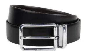 Кожаный ремень с пряжкой Casual Minimalist Style для мужчин, ширина 3.5 см HUGO BOSS, черный