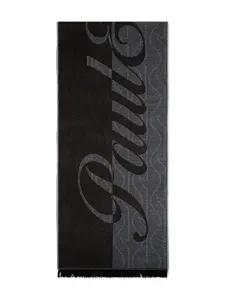 Шерстяной шарф с монограммой Paul & Shark, черный