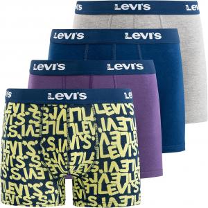 Мужские трусы-боксеры Levi's, дышащие, эластичные, 4 пары, 4 Pack W/ Blue,Purple,H.Grey,Levi'S Scribble Logo