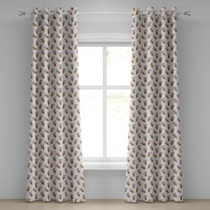 Занавеска ABAKUHAUS Juicy с люверсами, экзотические кактусы с розовыми цветами и маленькими точками в цветочных горшках, декоративные оконные шторы с 2 панелями, 280 см x 260 см, светло-коричневый, зеленый, розовый