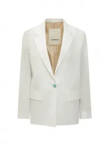 Льняной жакет на пуговицах из камня A PAPER KID, белый