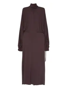 Платье миди со сборками Lanvin, коричневый