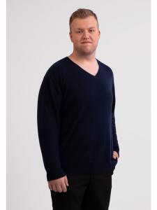 Свитер с V-образным вырезом темно-синего цвета CASH-MERE.CH