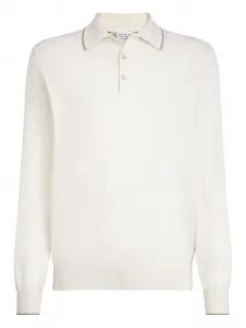 Вязаная рубашка-поло Brunello Cucinelli, белый