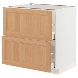 Базовый комод 2 фасада/2 высоких ящика METOD/MAXIMERA IKEA, 80x60x80 см, цвет white/vedhamn oak