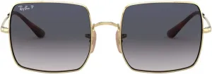 Женские солнцезащитные очки Ray-Ban RB1971 Square, Gold/Blue Gradient Grey Polarized