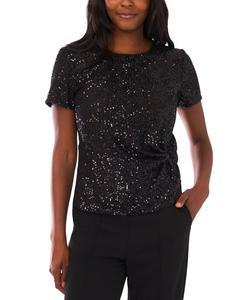 Женская блузка с коротким рукавом и боковым узлом Vince Camuto, Rich Black