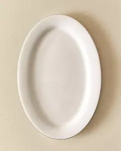 Блюдо Zara Home Rimmed Bone China Oval Serving, 35x23,6x22 см, белый