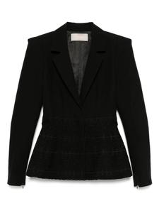 Пиджак с баской в технике макраме Elie Saab, черный