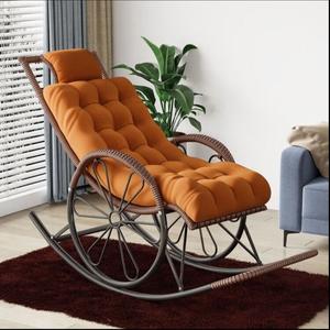 FANCYCHIC Кресло-качалка из ротанга для дома и балкона, с красными и коричневыми колесами и подушкой сиденья, обновленная версия