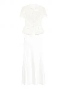 Комплект из топа и юбки макси с пуговицами Self-Portrait, белый