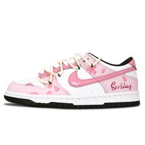 Nike Кроссовки для скейтбординга Dunk Black White, Spring Cherry Blossom, устойчивые к истиранию, унисекс, розовые