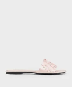 Атласные сандалии-шлепанцы с бантом Charles & Keith, цвет Blush