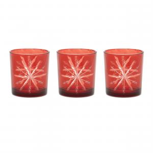 Подсвечник Melrose International Snowflake, 3 штуки, красный