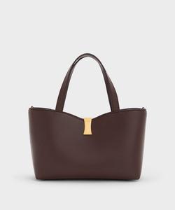 Сумка-тоут Lilibet с металлическим акцентом Charles & Keith, цвет Plum