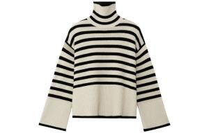 Свитер Totême Striped Turtleneck Knit Jumper TOTEME, черный