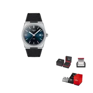 TISSOT Часы PRX Super Player Series Quartz Movement Men's Watch Watch 40mm Blue Dial Stainless Steel Case Rubber Strap, Blue Dial