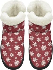 Женские удобные зимние ботинки для ходьбы средней длины с противоскользящей подошвой и подкладкой из искусственного меха, размер США 4,5-12 Chririnla, Snowflakes