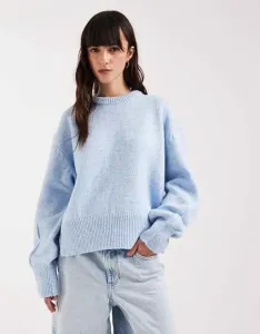 Голубой свободный джемпер с круглым вырезом и разрезом по бокам ASOS DESIGN