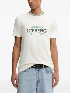Футболка-рингер с логотипом Iceberg, бежевый