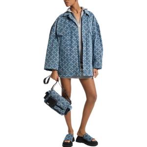 MICHAEL KORS Джинсовая куртка оверсайз с жаккардовым узором, Blue