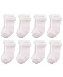 Носки Hudson унисекс из плюшевой махровой ткани с отворотами, 8 пар, для мальчиков Hudson Baby, белый