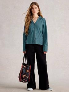 Вышитая футболка Annie из джерси White Stuff, Mid Blue