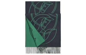 Шарф вязаный унисекс зеленый/темно-синий HERMES