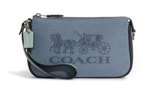 COACH Нолита ткань с кожаным кошельком, сумка через плечо, клатч, браслетная сумка малая женская blue