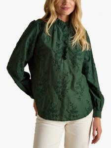 Блузка с вышивкой и воротником-рюшами Joules, Green
