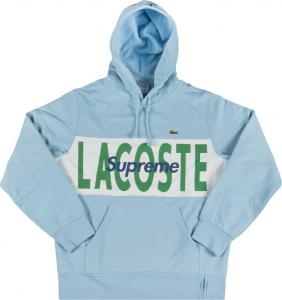 Толстовка Supreme x Lacoste Logo Panel Hooded Sweatshirt 'Light Blue', синий