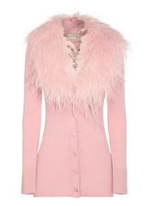 Кардиган с отделкой из перьев Blumarine, розовый