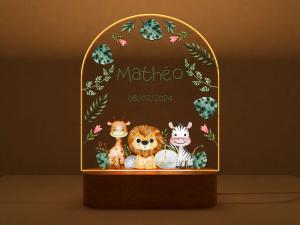 Персонализированный детский светодиодный ночник - Животные в поезде /MagicTrendsGallery Magic Trends Gallery