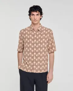 Мужская рубашка свободного кроя с принтом в виде веревки Sandro, бежевый