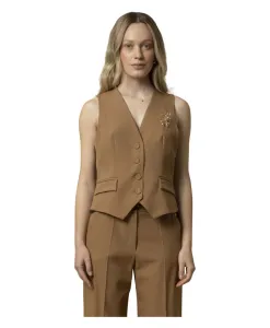 Элегантный жилет без рукавов с изысканной брошью. Kocca, коричневый