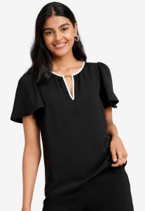 Блуза Friends Like These SHORT SLEEVE TIPPED TRIM, Black