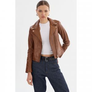 Келси | Кожаная косуха с шампань фурнитурой Lamarque, Luggage