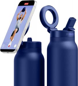Бутылка для воды Ringo PRO с магнитным штативом и спортивной соломинкой, темно-синий