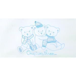 Комплект детского постельного белья MaryPlaid Cotton Embroidered Bears, 3 предмета, белый/лазурный