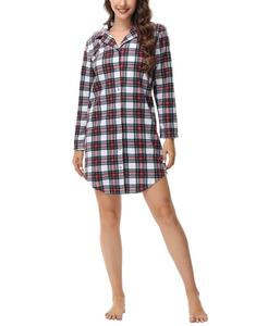 Женская ночная рубашка с длинным рукавом и вырезом на воротнике INK+IVY, цвет Stewart Plaid