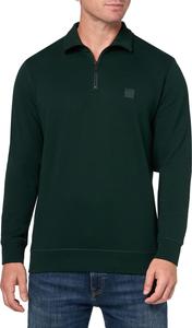 BOSS мужской свитшот с логотипом на заплатке и молнией на четверть, Dark Forest Green