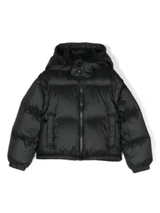 Пуховик на молнии Moncler Enfant, черный