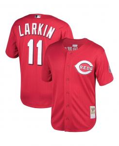 Мужская футболка barry larkin red cincinnati throwback reds cooperstown mesh batting practice jersey Mitchell & Ness, красный