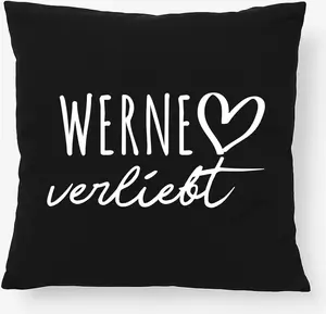 Подушка Huuraa Werne in Love Gift 40x40 см с наполнителем из черного хлопка Werne Decor Hellweg Druckerei