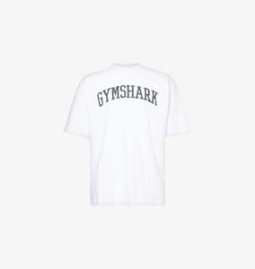 Футболка свободного кроя из хлопкового джерси с принтом логотипа Collegiate Gymshark, белый
