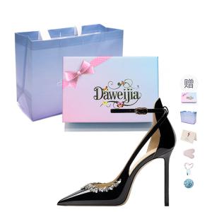Dawei's house Дом Dawei Наборы женских туфель на высоком каблуке в подарочной коробке с черным бантом и подарком, цвет Black Bowknot Box with Gift Included