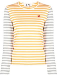 Comme Des Garçons Play футболка в полоску с нашивкой-логотипом, оранжевый