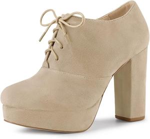 Женские ботильоны Allegra K на платформе с массивным каблуком и шнуровкой, Khaki