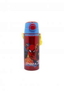 Многоцветная алюминиевая бутылка для напитков 730 мл Spiderman с соломинкой и ремнем Cofi 22x7,5x7,5 см